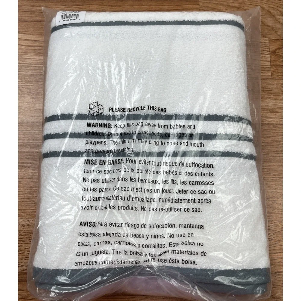 Tommy Hilfiger Modern American Stripe Bath Towel, White/Grey 30
